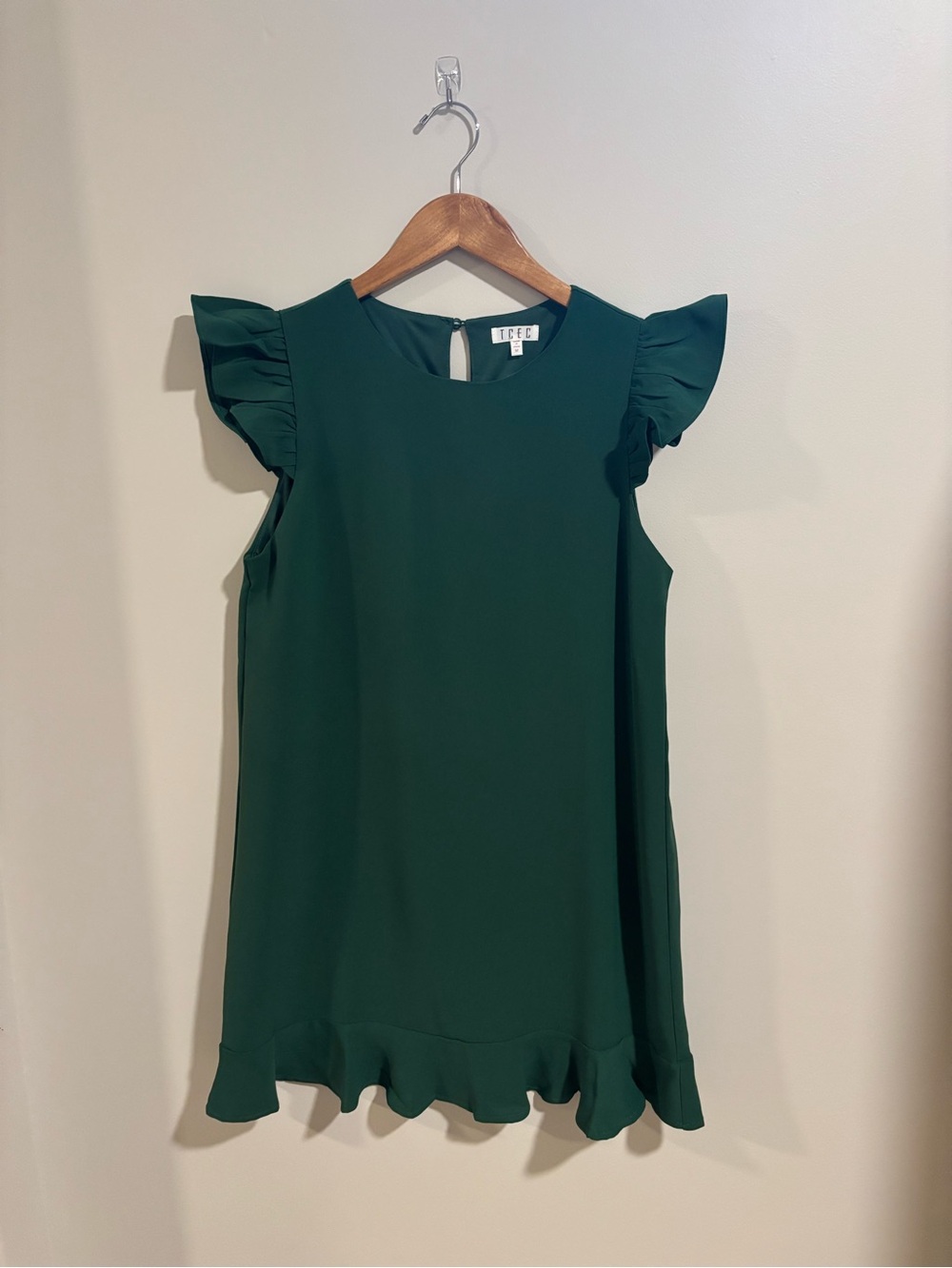 TCEC Emerald Green Round-Neck Shift Dress